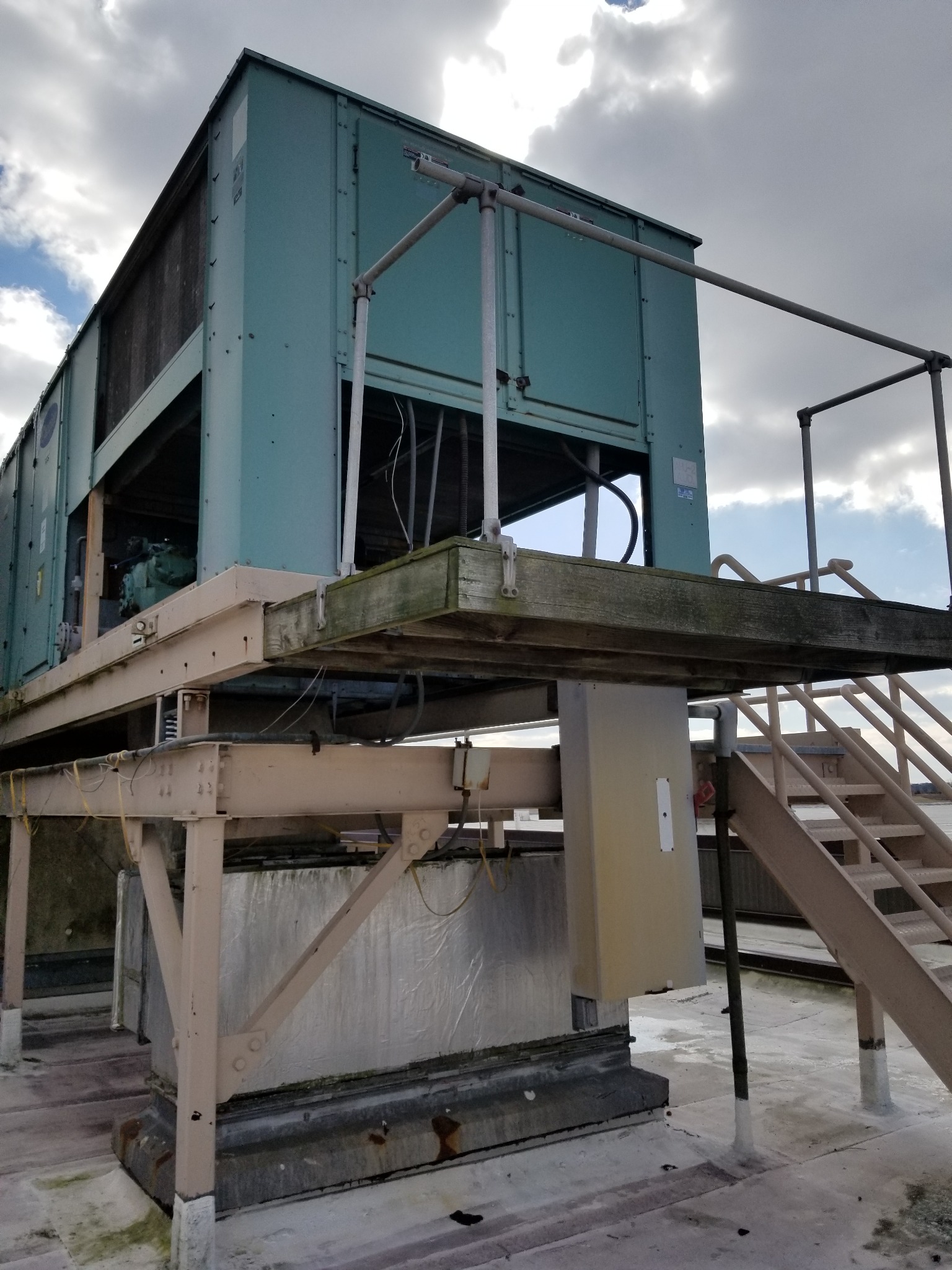 Existing packaged air conditioning equipment before replacement